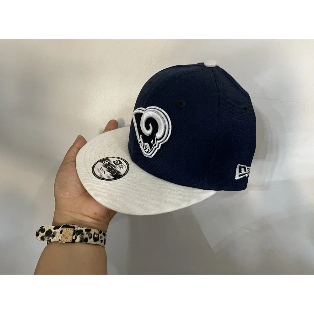 New Era Los Angeles Rams 9Fifty Navy‎ White Logo Adjustable Snapback Hat Youth